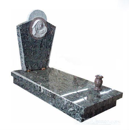 Spray White granite tombstone