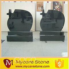 Fine Craft Black Granite Gravestone with Carved Cross tombstone