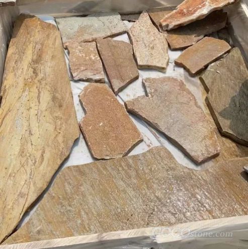 Wooden Yellow Slate Flag Stone