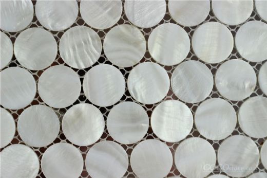pearl wall paper tile white mosaic round