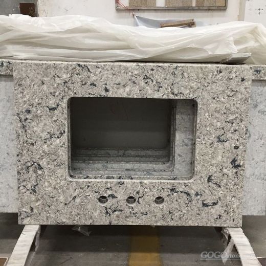 Grey elegant quartz vanity top