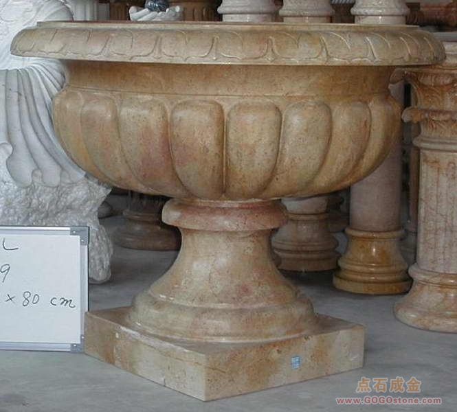 hand carved marble flowerpots