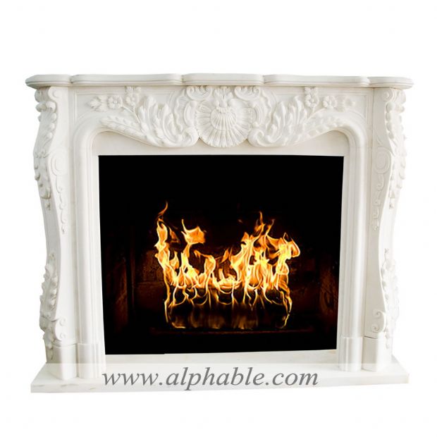 White marble fireplace mantel