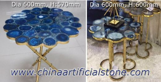 Blue Agate Semi Precious Stone Table Furnitures