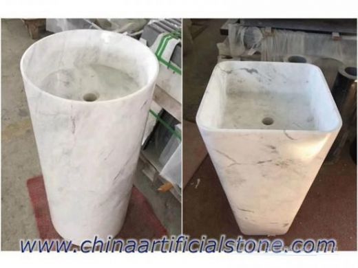 Volakas White Marble Pedestal Sinks