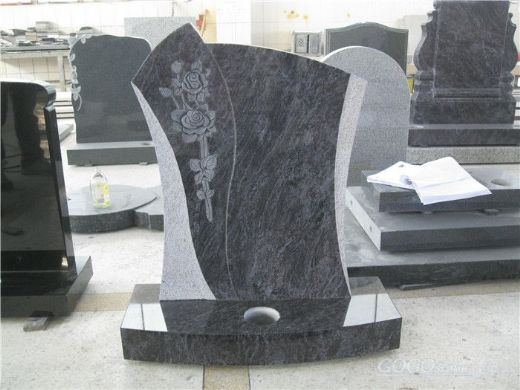 Etching granite headstone with base