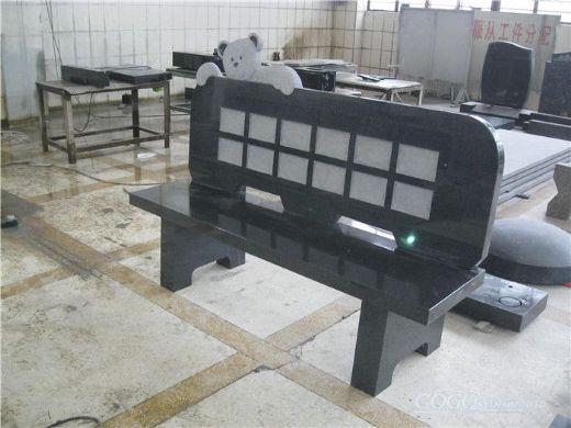 Black granite memorial benches for grave