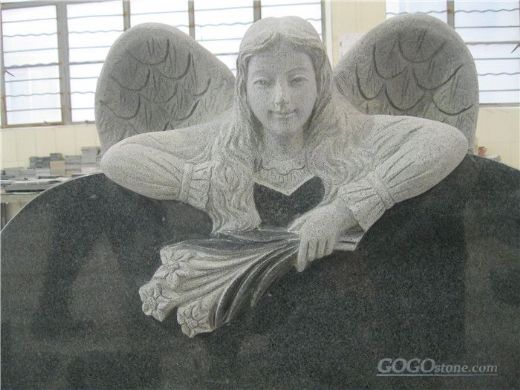 Smile angel granite headstone with heart shape