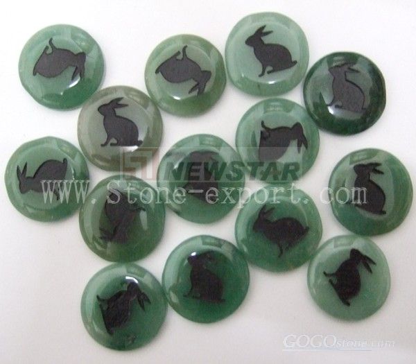 Glass stones, engraved stones, garden stones