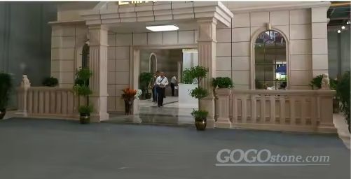 Beige Marble  Baluster Modern Gate Pillar Design