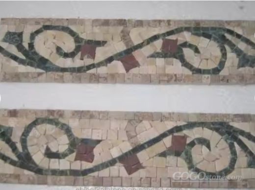 Travertine Mosaic Flower Pattern Wall Border Tiles