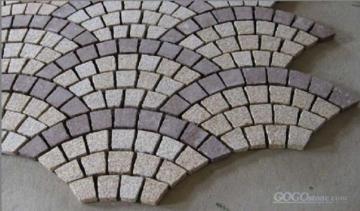 Fan-shaped paving stone on mesh
