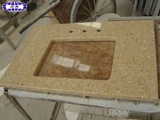 Beige Artificial Marble Bathroom Vanity