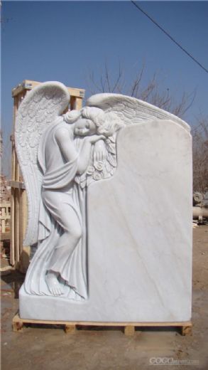 China Angel Etching White Marble Engraved Headstone & Monument