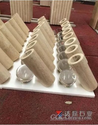 Beige Travetine Flower Vase Funiture Stone