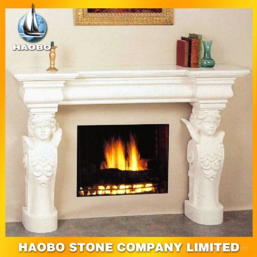 White Marble Wall Decoration Fireplace
