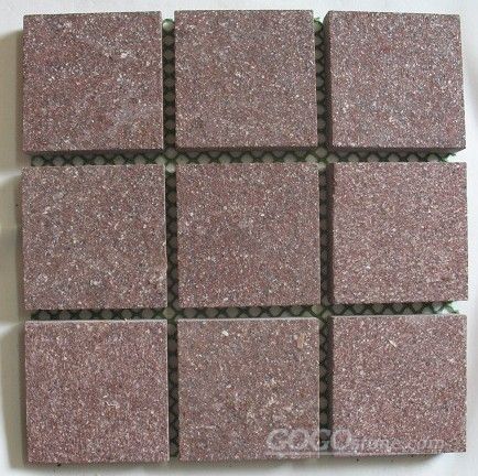 Cobble Stone, Cubes on Net Granite Paving Red