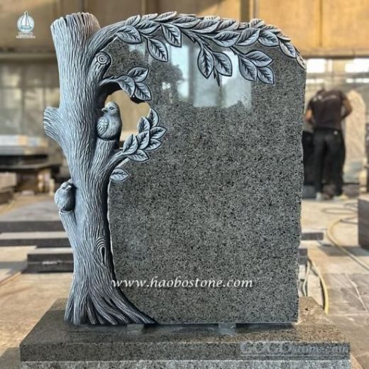 Grey Granite Tree Monument With Antique Color