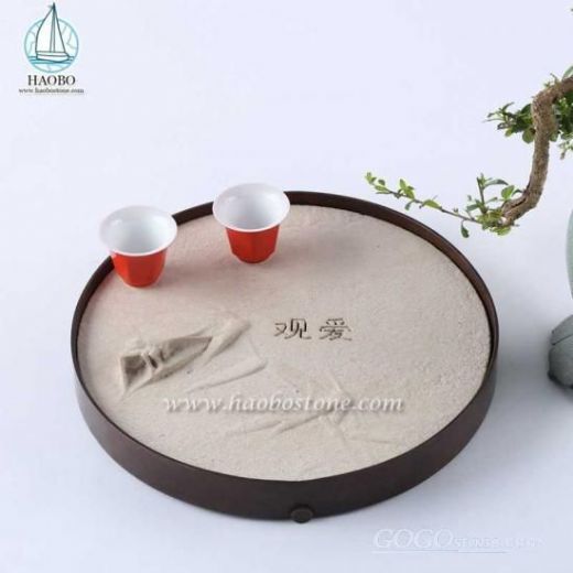 Beige Marble Insect Carved Stone Carving Tea Tray