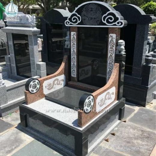 Chineses Style Black Granite Clouds Gravin Funeral Tombstone