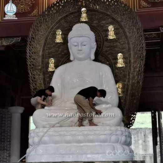 Natural Stone Hand Craft Asian Religious Buddha Sculpture