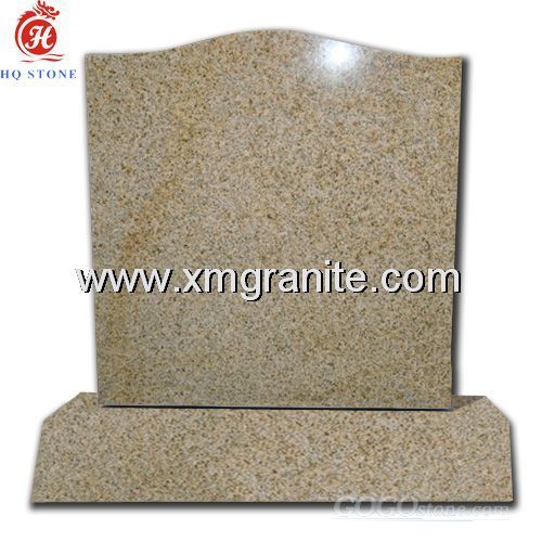 Polished yellow granite upright memorials
