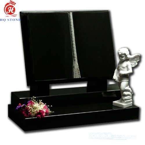 dense black granite book memorials