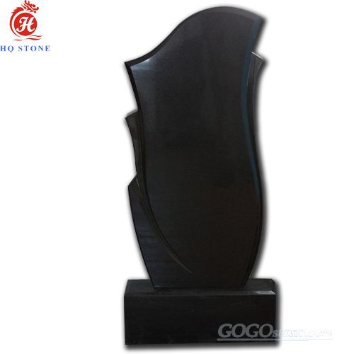 Polished black granite headstone