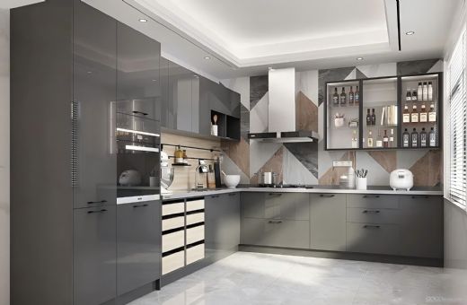 High glossy kitchen cabinet
