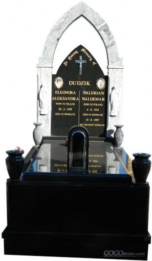 Black granite gothic design tombstones