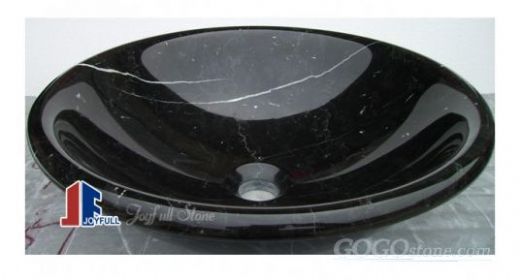 Nero Marquina black marble vessel sinks