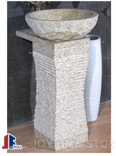River stone pedestal sinks for indoor and outdoor