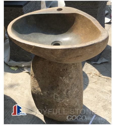 River stone pedestal sinks for indoor and outdoor
