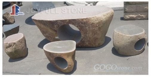 Boulder stone table set
