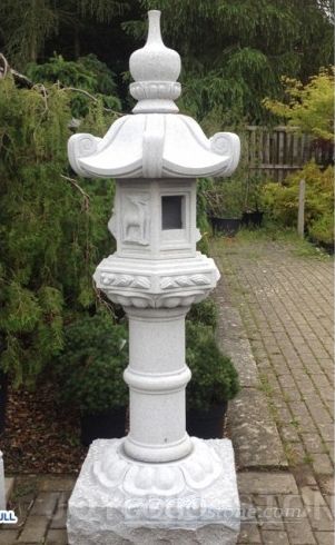 Granite pagoda and lanterns for Japanese garden