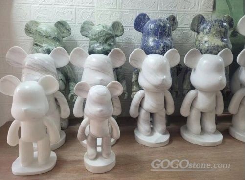 Popular Modern Marble Cartoon Bearbrick Figurine Sculpture