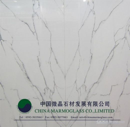 Crystallized Marmoglass Carrara White Color