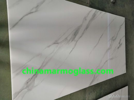 Calacatta White Marblised Stoneglass Slab