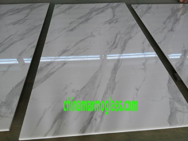 Calacatta White Marblised Stoneglass Slab