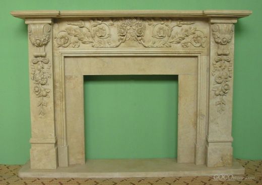 Beige Marble Fireplace Surround