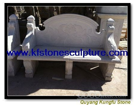 white travertine garden bench