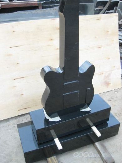 Guitar shape black headstone,grave makers