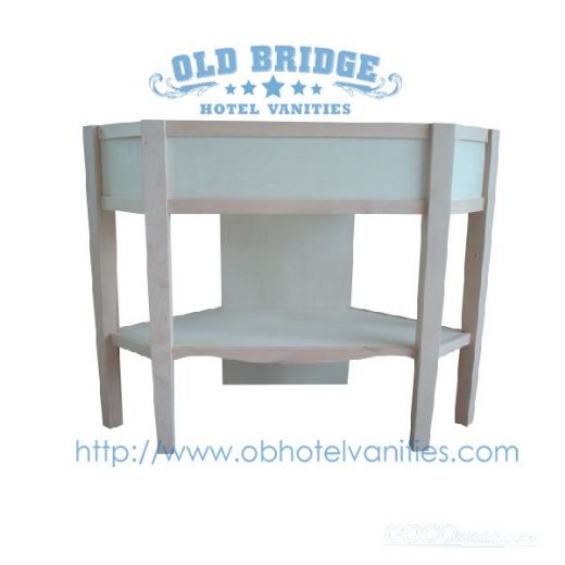 White vanity base with solid wood legs