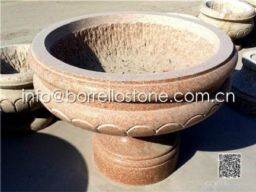 Stone Flower Pot (red granite)
