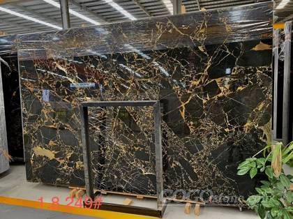 Athens Portoro Marble Black and Gold Flower Marble Slabs