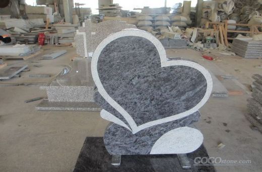 heart shape granite headstone