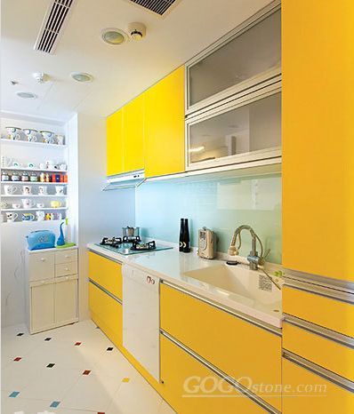 Yellow Quartz Kitchen Cabinet