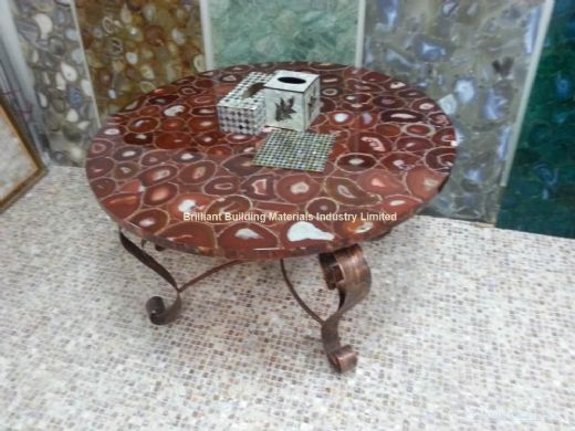 Red Agate Semiprecious Stone Table Top