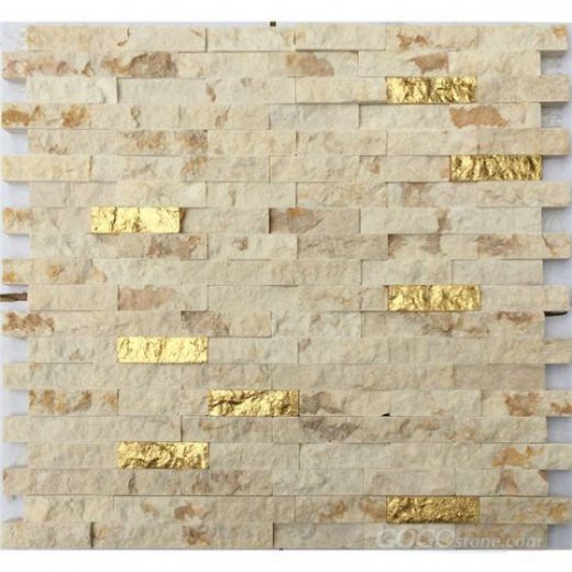 Gold inlay cultured marble tile wall mosaic tile