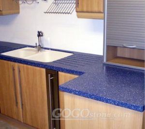 Blue engineered stone kitchen countertops